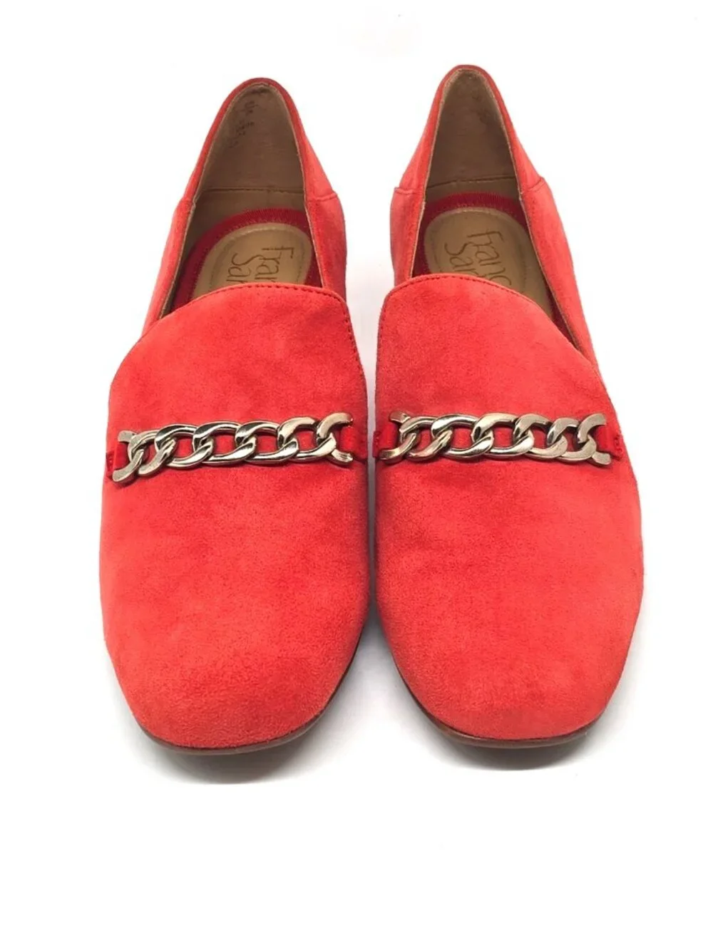 Franco Sarto Layola Slip-on Loafer Red Suede Heels Casual Shoes Women's Size 7M